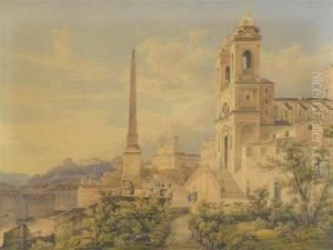 View Of The Spanish Steps In Rome With The Church Trinita Dei Monti