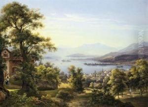 View Of Horgen On The Lake Of Zurich, Switzerland by Jakob Suter