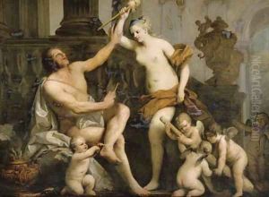 Hercules and Omphale by Jacopo (Giacomo) Amigoni