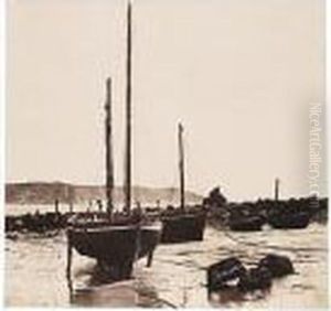 Barques De Pecheurs, Baie De Saint-brelade. 'souvenir De Jersey' by Thomas Sutton