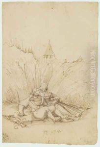 Lovers in a Hay Field