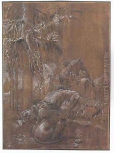 Samson and the Lion by Albrecht Altdorfer