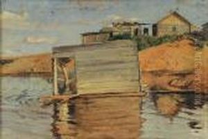 Case Sulla Riva Dello Stagno A Michajlovskij Zavod by Aleksandr Alexandrovich Svedomskij