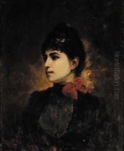 Ritratto Femminile Con Fiocco Rosso