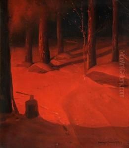 Winter Nocturne By Firelight by Svend Rasmussen Svendsen