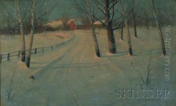 Country Road With Birches And Barn - view 1