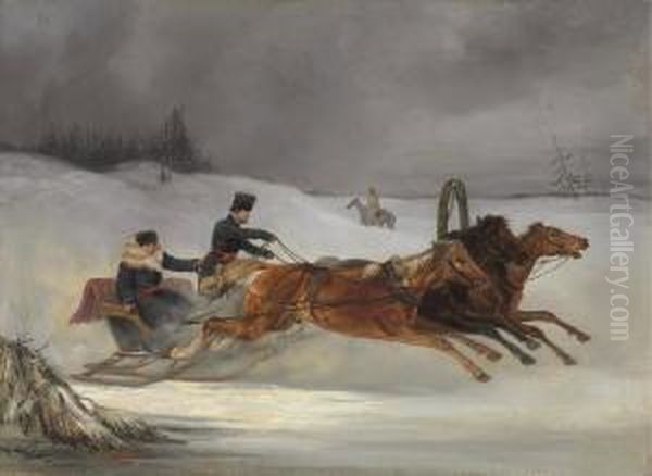 Sverchkov Troika In A Winter Landscape by Nikolai Egorovich Sverchkov