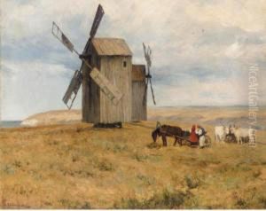 Windmill On The Plain by Sergei Ivanovitch Svetoslavsky
