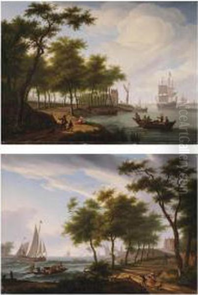 A River Landscape With Figures On A Path To The Left, A View Of Atown, Said To Be Dordt, In The Distance; - view 1