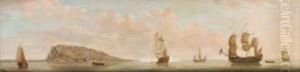 Panorama Of Ships Off Gibraltar by Francis Swaine