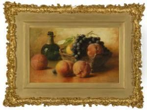 Still Life With Basket Of Grapes, Peaches And Pear by Emma Levina Swan