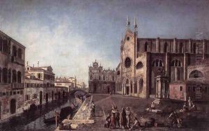 View Of Campo Santi Giovanni E Paolo 1745 by Francesco Albotto