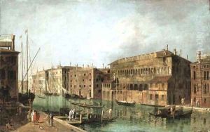 The Grand Canal, Venice, at the Fondaco dei Turchi by Francesco Albotto