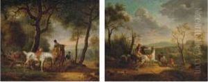 Deux Scenes De Chasse A Courre by Edouard Bernard Swebach