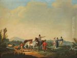 La Rencontre Pres D'un Chemin by Edouard Bernard Swebach
