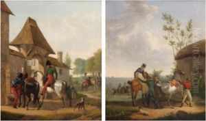 Soldats Pres De La Ferme by Joseph Swebach-Desfontaines