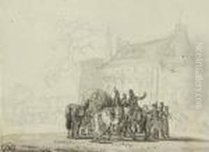 Haltes Des Cavaliers ; Esquisses De Campement by Joseph Swebach-Desfontaines