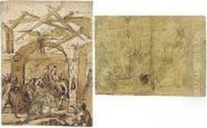 Recto: The Adoration Of The Shepherds; Verso: Pygmalion And A Separate Study Of A Female Figure by Gerrit Pietersz. Sweelinck