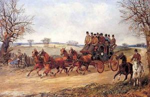 A Coach and Four on an Autumn Road by Henry Thomas Alken