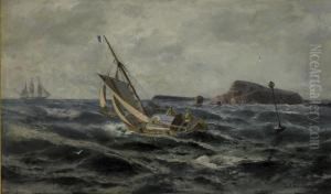 Lotsbat Pa Boljande Vagor by Christian Fredrik Swensson