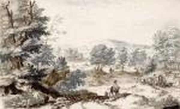 Reiter Und Kutsche Auf Einem Wald - view 1