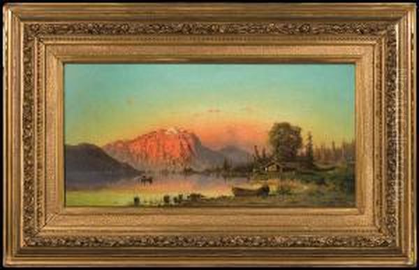 Sunset At Lake In Alps - view 1