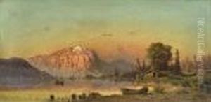 Ciel Rougeoyant Au Dessus D'un Lac Des Alpes by Aleksander Swieszewski