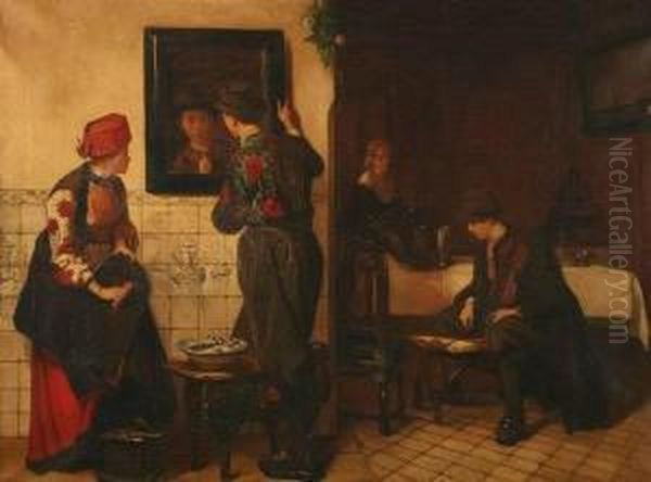 Dutch Interior With Four Figures - view 1