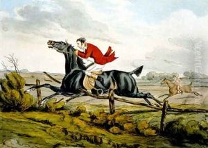 Straight Through the Fence, from 'Qualified Horses and Unqualified Riders', 1815 by Henry Thomas Alken