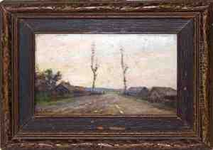 Country Lane With Cottages And Trees