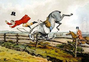 Taking a Tumble, from 'Qualified Horses and Unqualified Riders', 1815 by Henry Thomas Alken