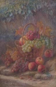 Still Life Of Apples And Grapes by John Frank Swingler