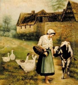 Farm Girl Feeding The Animals Farm Girl Feeding The Animals