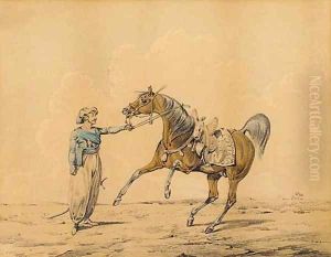 An Arab horse in a landscape by Henry Thomas Alken