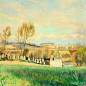 Landscape At Pilegaarden, Kerteminde With Drifting Clouds by Fritz Syberg