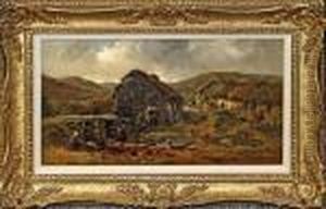 Rural Hamlet With Figures And Stream