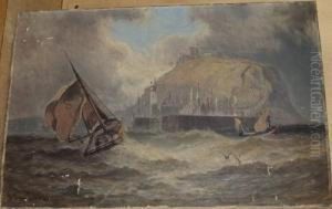 Fishing Boats Entering Harbour, Possibly Tynemouth by John Syer