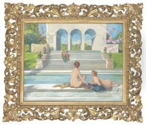 Maidens Relaxing By A Pool In An Arcadian Landscape by Charles Henry Sykes