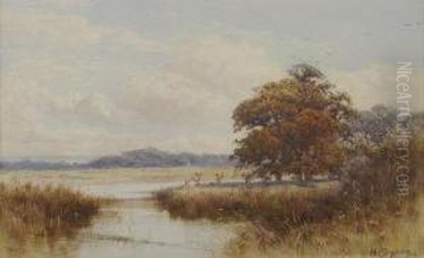 Summer River Landscape With Fisherman - view 1