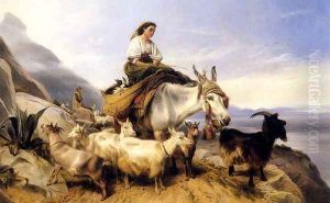 Goatherds, Gibraltar - Looking Across The Strait Into Africa by Richard Ansdell