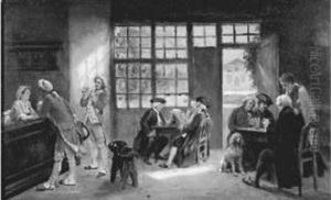 Scene De Cabaret Au Xviiie Siecle. by Joseph Noel Sylvestre