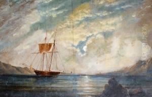 Sailing Off Hout Bay By Moonlight by William Syme