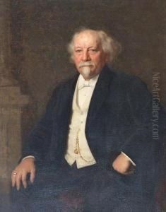 Portrait Of Mr Arthur Ross, Seated, Three-quarter Length, Wearing Black Jacket, White Shirt And Tie; Together With A Companion Portrait Of His Wife by William Robert Symonds