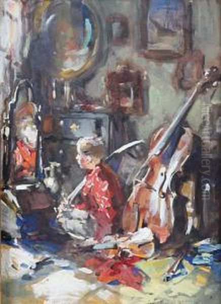 Seated Boy In The Music Room - view 1