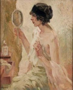 Jeune Femme Au Miroir A Main by Tancrede Synave
