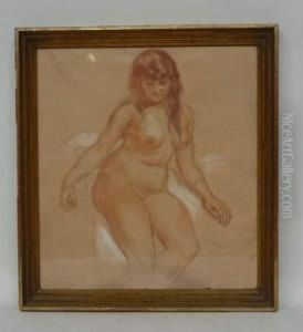 Jeune Femme Nue Au Bord De Son Lit by Tancrede Synave