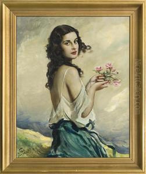 Girl With Flowers - view 1