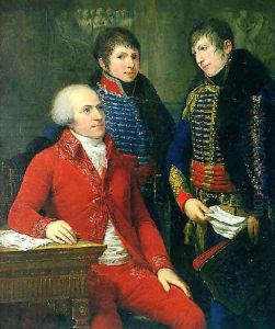 Portrait de Claude Petiet et de ses deux fils en uniforme de l'armée impériale by Andrea, the Elder Appiani