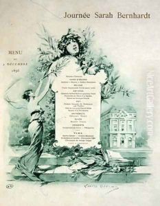Menu for Sarah Bernhardt Day, 9th December 1896 by Louise Abbema