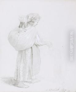 Kobieta Z Tobolkiem I Malym Dzieckiem by Wladyslaw Szerner
